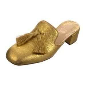 CHRISTIAN LOUBOUTIN GOLD LEATHER SIZE 38 MULES